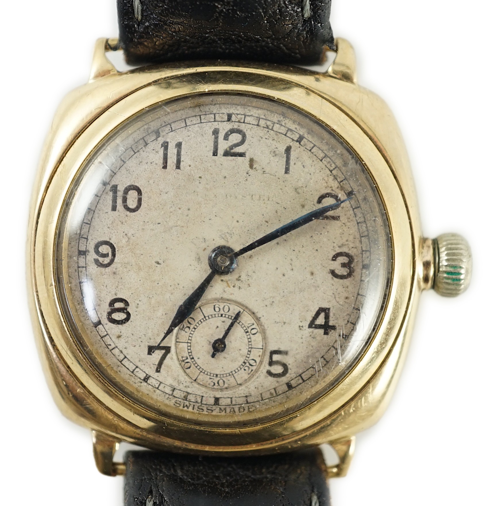 A gentleman's 1930's 9ct gold Rolex manual wind wrist watch